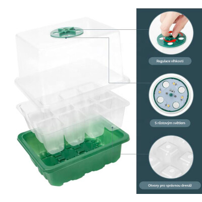 Garden King Miniparenisko s osvetlením 12 sadeníc 18,5 x 15 x 14 cm set 5 ks