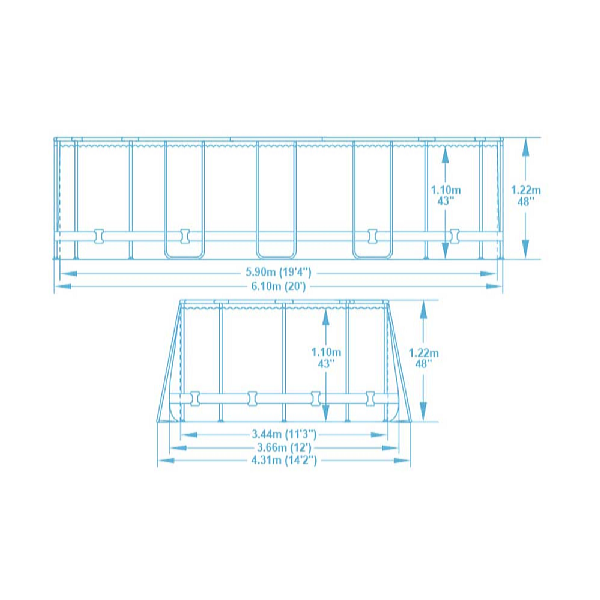Bestway Bazén Power Steel Comfort Jet 6,1 x 3,66 x 1,22 m set vrátane príslušenstva