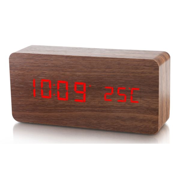 Platinium Drevený digitálny LED budík WAC-020